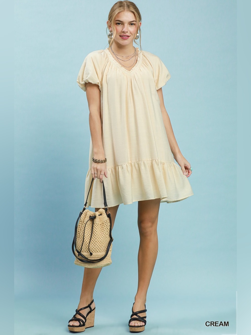Umgee Ruffle Hem Shift Mini Dress - Picture 4 of 6